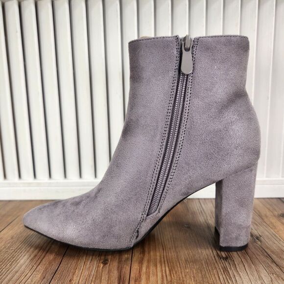 Dream Pairs Sianna Womens Sz 6 Light Gray Suede Side Zip Pointed Toe Ankle Boots - Picture 7 of 14
